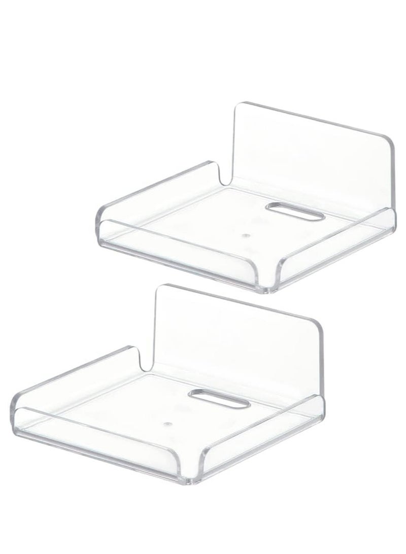 YALONG Acrylic Floating Small Wall Shelves, Mini Wall Mounted Hanging Display Shelves, Universal Adhesive Shelf Easy to Install No Drill, for Security Cameras, Baby Monitors, Smart Speaker, 2 Pcs - Image 1