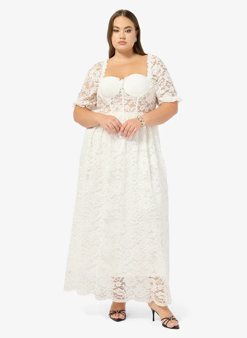 Ginger Plus  Sweetheart Neckline Lace A Line Dress for Women | Best Price UAE