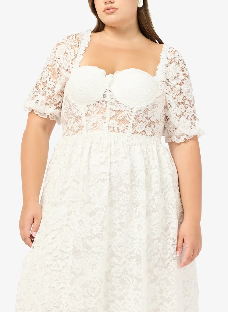 Ginger Plus  Sweetheart Neckline Lace A Line Dress for Women | Best Price UAE