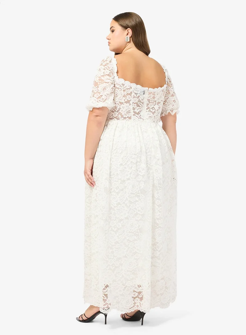 Ginger Plus  Sweetheart Neckline Lace A Line Dress for Women | Best Price UAE