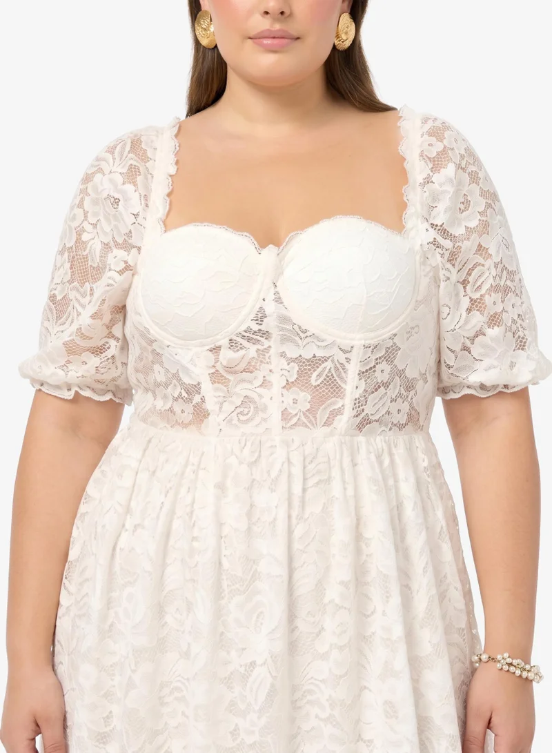 Ginger Plus Sweetheart Neckline Lace A Line Dress