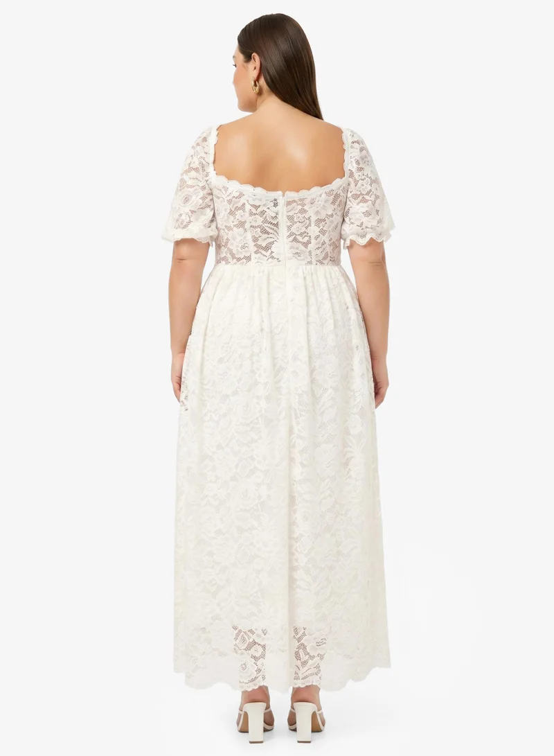 Ginger Plus  Sweetheart Neckline Lace A Line Dress for Women | Best Price UAE