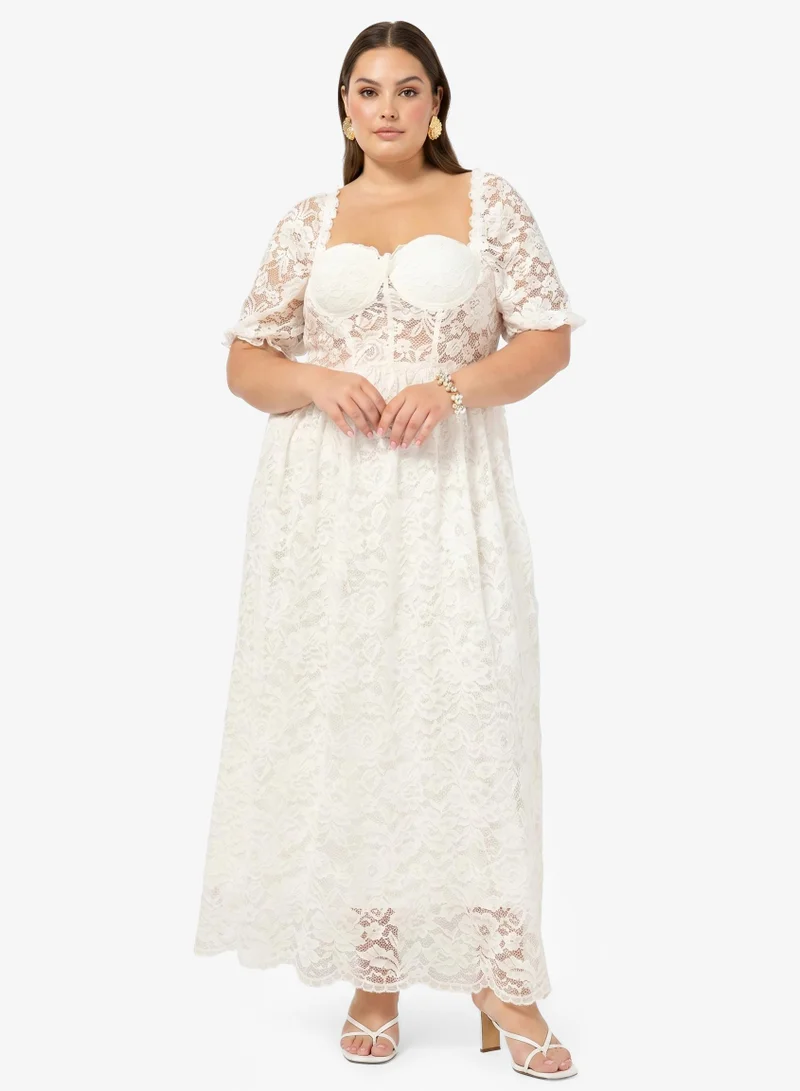 Ginger Plus Sweetheart Neckline Lace A Line Dress