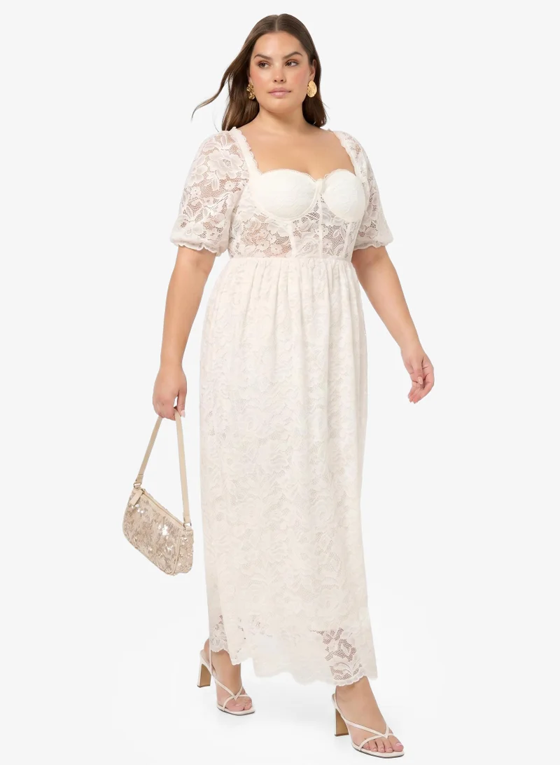 Ginger Plus  Sweetheart Neckline Lace A Line Dress for Women | Best Price UAE
