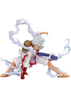 Toy Model Luffy Squatting Second Gear Fruit Awakening White Hair Anime Hand-made Ornaments