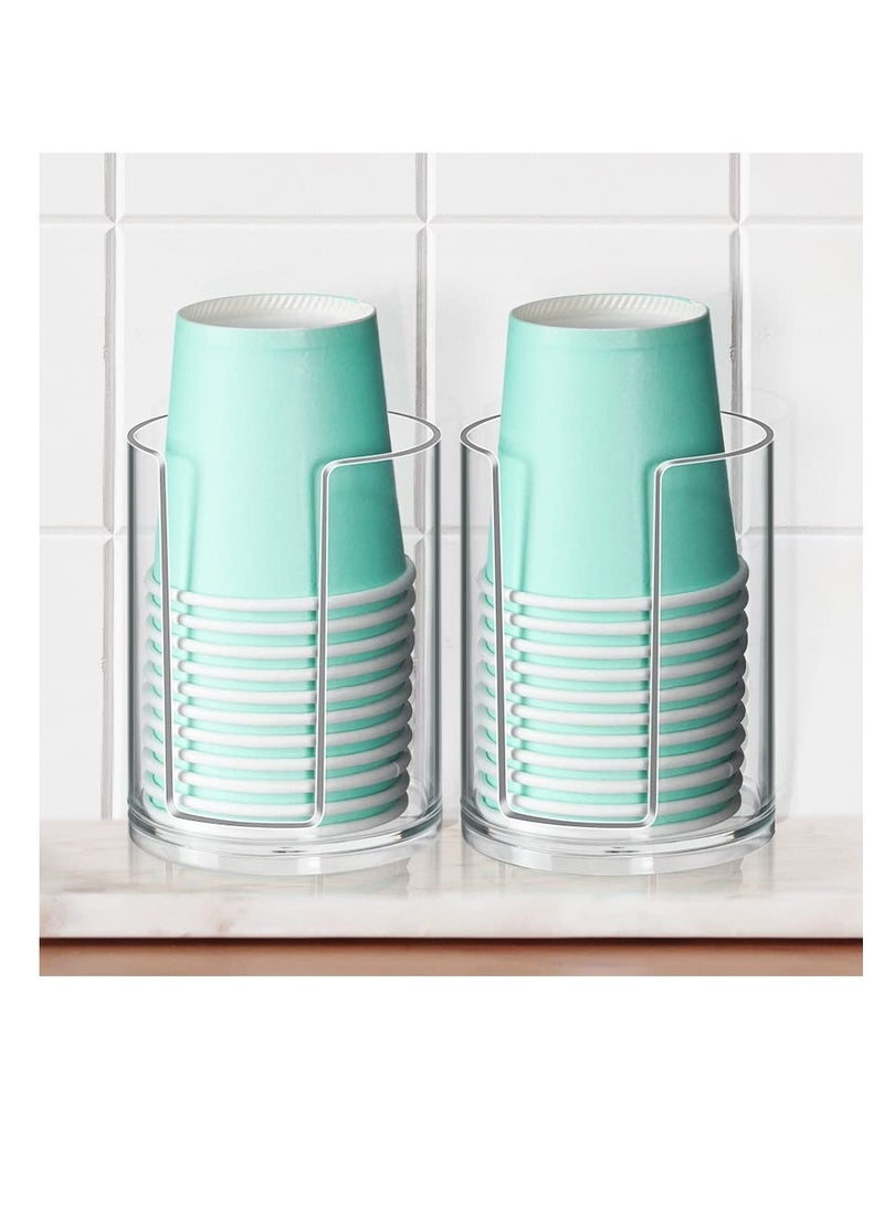 Excefore Clear Cup Dispenser, Bathroom Cup Dispenser, Disposable Mouthwash Cups Holder Fit 3oz-4oz Small Paper Cups, Cup Storage Stand, Cup Holder for Countertop - Image 1