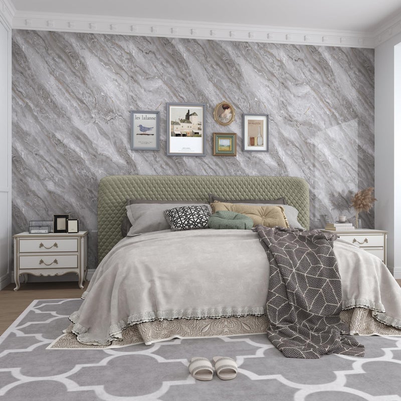 BAYYA Golssy Marble Contact Paper for Countertops Waterproof Heat-Resistant Light Grey Kitchen Counter Peel and Stick Wallpaper Thick Granite Vinyl Film Counter Top Wrap Wall Paper Rolls 31.5"x158" - Image 3