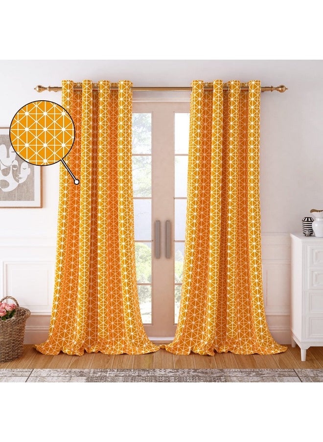 Story@Home - Story@Home Door Curtains 7 Feet Long Set of 1 | Abstract Design Bohemian Curtains | Light Filtering Cotton Curtain | Curtains for Living Room | (116 x 215 cm, Orange & White) | Perfect for Home Decor - Image 1