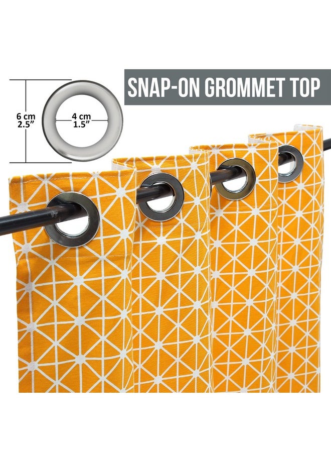 Story@Home - Story@Home Door Curtains 7 Feet Long Set of 1 | Abstract Design Bohemian Curtains | Light Filtering Cotton Curtain | Curtains for Living Room | (116 x 215 cm, Orange & White) | Perfect for Home Decor - Image 1