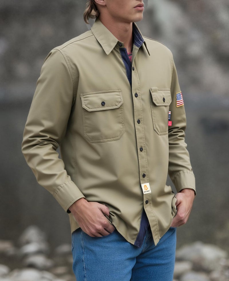 BOCOMAL FR Shirts for Men Flame Resistant Light Weight NFPA2112 Fire Retardant Welding Shirt Water & Oil Repellent Finish - Image 2
