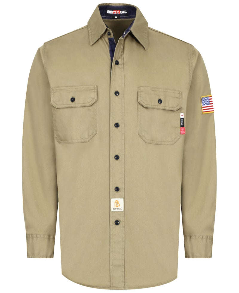 BOCOMAL FR Shirts for Men Flame Resistant Light Weight NFPA2112 Fire Retardant Welding Shirt Water & Oil Repellent Finish - Image 1