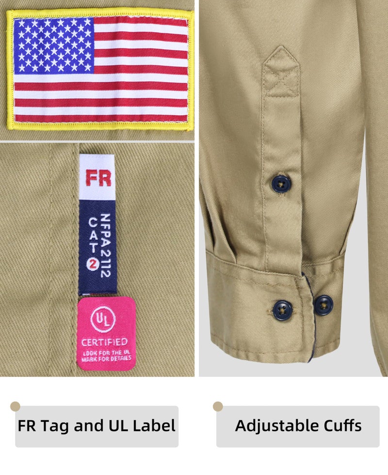 BOCOMAL FR Shirts for Men Flame Resistant Light Weight NFPA2112 Fire Retardant Welding Shirt Water & Oil Repellent Finish - Image 4