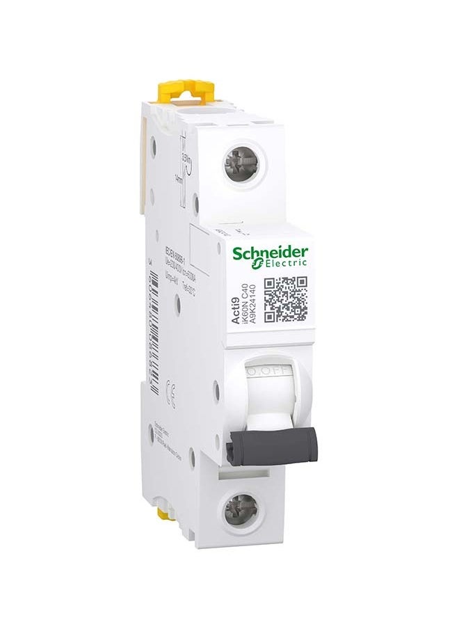 Schneider Electric Miniature Circuit Breaker (Mcb), Acti9 Ik60N, 1P, 40A, C Curve, 6000A (Iec/En 60898-1)
