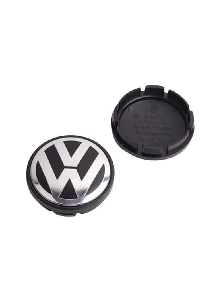 Generic 4pcs Genuine VW Alloy Wheel Centre Cap Satin Black High Chrome 76mm - Image 2