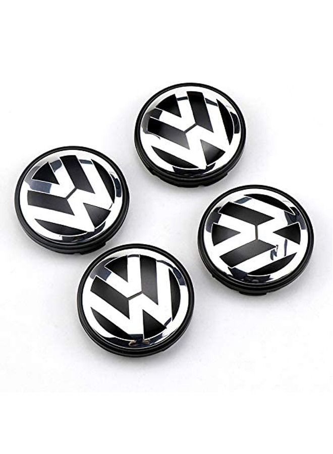 Generic 4pcs Genuine VW Alloy Wheel Centre Cap Satin Black High Chrome 76mm - Image 1