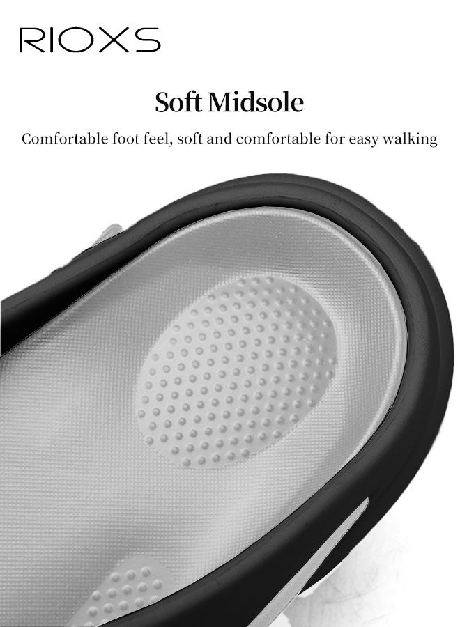 RIOXS Men's Flip Flops, Ultra Soft Thong Slippers With Arch Support, Lightweight Cloud Open Toe Shoes, Comfy Flip-flops for Men, Anti-slip Bath Shower Slipper, Thick Cushion Slide Slippers, Classic Flip Flop For Home, Beach, Garden, Indoor Outdoor Flip Flops Black  - Image 4