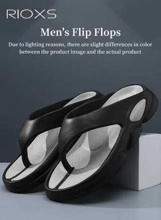 Men Flip Flops, Ultra Soft Thong Slippers with Arch Support, Lightweight Comft Men's Flip Flop, Soft Cloud Open Toe Flip-Flops for Men, Anti-slip Bath Shower Slipper, Thick Cushion Slide Slippers, Stylish Y-shaped Slippers for Male, Thong Sandals for Beach Garden Indoor Outdoor, Black Flips-Flops - view 3