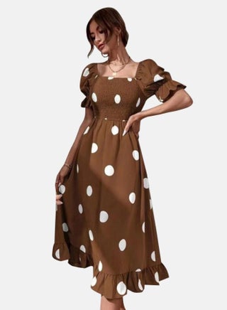 polka dot dress lady Polka Dot Open-Back Maxi Dress main image 0