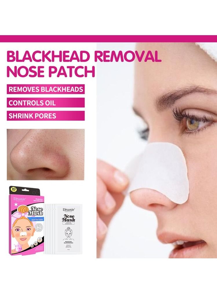 Disunie قناع الأنف بزيت الجوجوبا وحمض الساليسيليك، شرائط إزالة الرؤوس السوداء المتقدمة، شرائط تنظيف الأنف العميقة مع شرائط خالية من الزيوت لتنظيف المسام على الفور، 10 قطع - Image 5