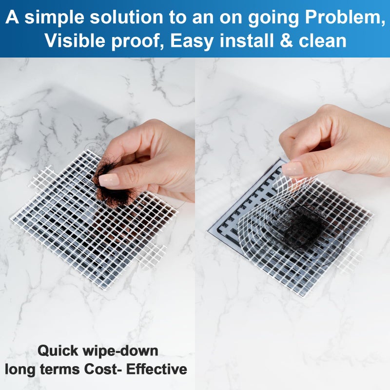 INVIHUG,25 Pack, Disposable Shower Drain Hair Catcher Mesh Stickers,Disposable Hair Drain Catcher. (4.1inch Square) - Image 5