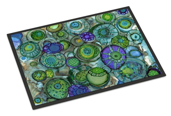 CAROLINES TREASURES 8962JMAT ABSTRACT IN BLUES AND GREENS DOORMAT 24X36 FRONT DOOR MAT INDOOR OUTDOOR RUGS FOR ENTRYWAY NON SLIP WASHABLE LOW PILE 24H X 36W
