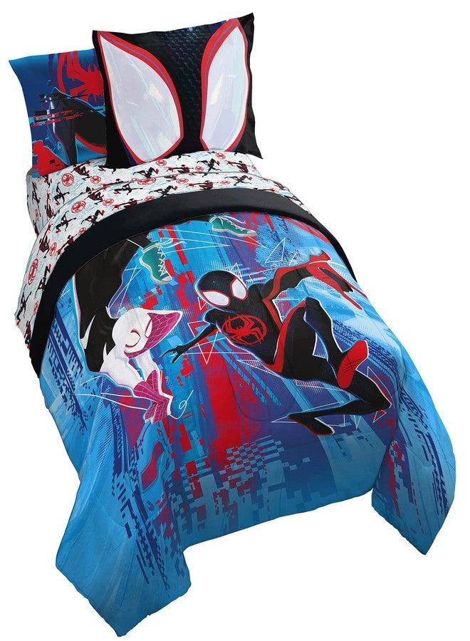 Jay Franco Marvel Spiderman Across The Spider-Verse Glitch 5 Piece Twin Size Bed Set - Includes Comforter & Sheet Set Bedding - Super Soft Fade Resistant Microfiber (Official Product) - Image 1