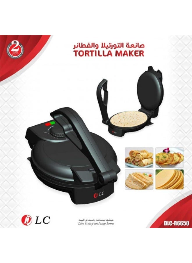 دي إل سي  صانعة تورتيلا كهربائية بصفائح غير لاصقة وتحكم بدرجة الحرارة لتحضير الخبز المسطح واللفائف والفطائر في المنزل - Image 4
