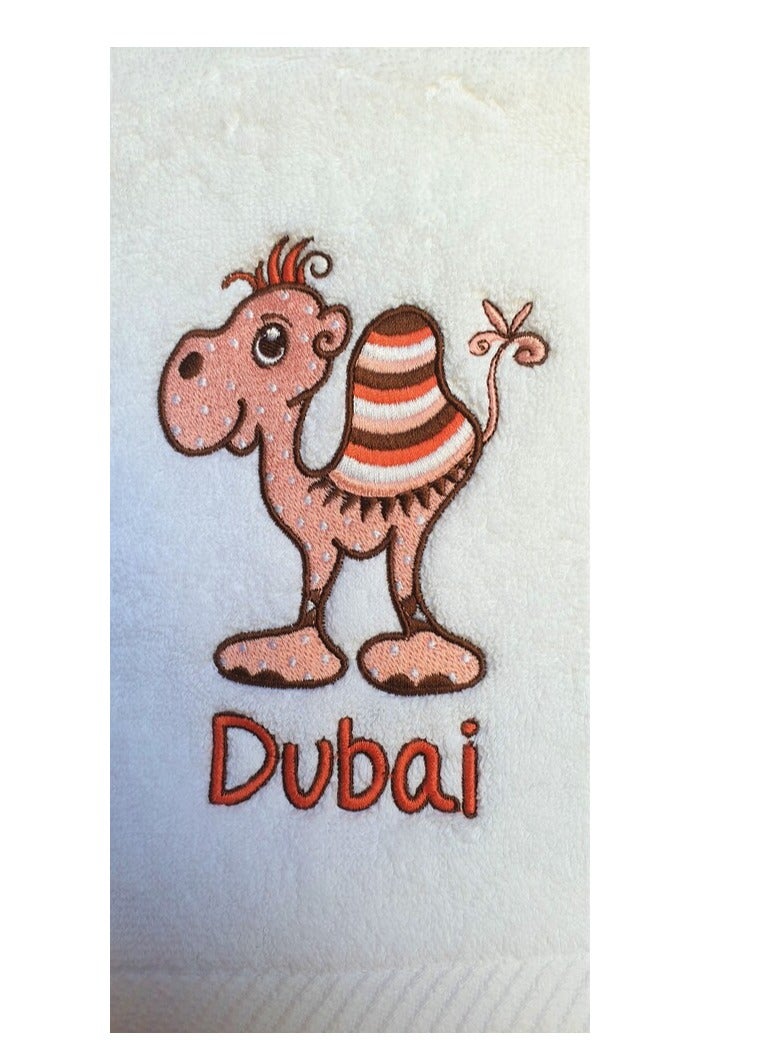 PROMASS Premium Quality White Baby Towel and Hand Towel. Cute Camel Dubai Design in Pink. 100% Cotton. Soft feel for baby's skin. Size 100 x 51cm - Image 3