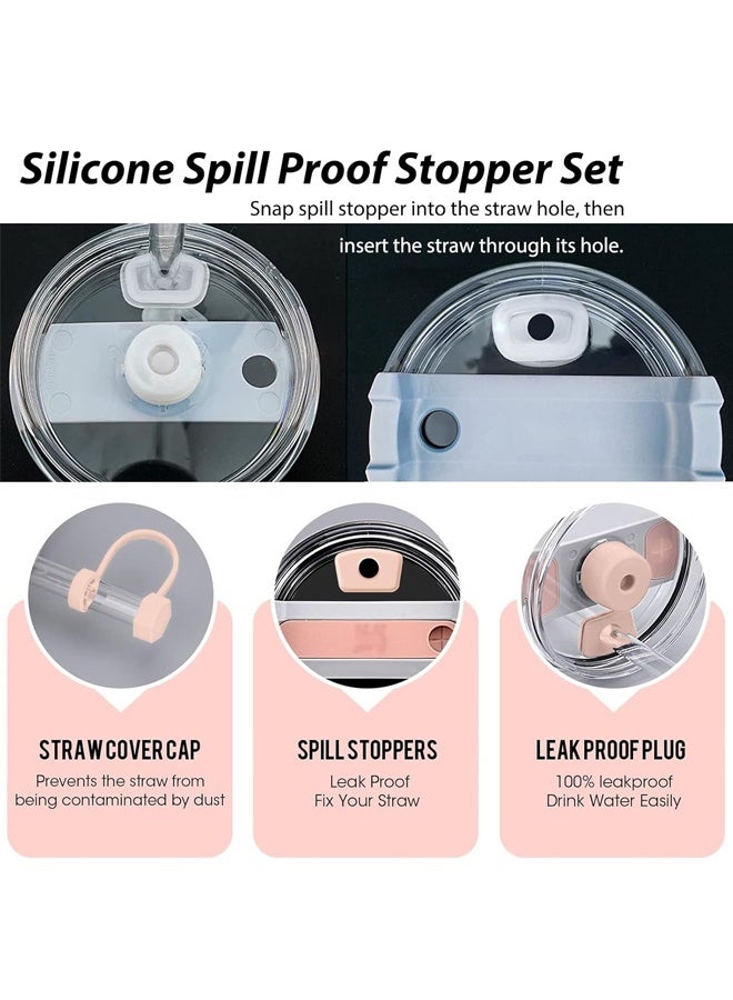 مجموعة ملحقات الأكواب تتضمن 6 قطع من سدادات السيليكون المانعة للانسكاب، و2 غطاء ماصة للماصات مقاس 9-10 مم، وقطعة واحدة من غطاء السيليكون للأكواب سعة 40 أونصة و30 أونصة (شفاف). - Image 3