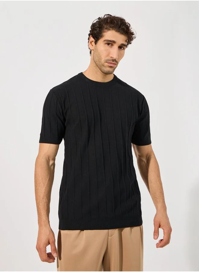 Styli Patterned Flat Knit Regular T-Shirt