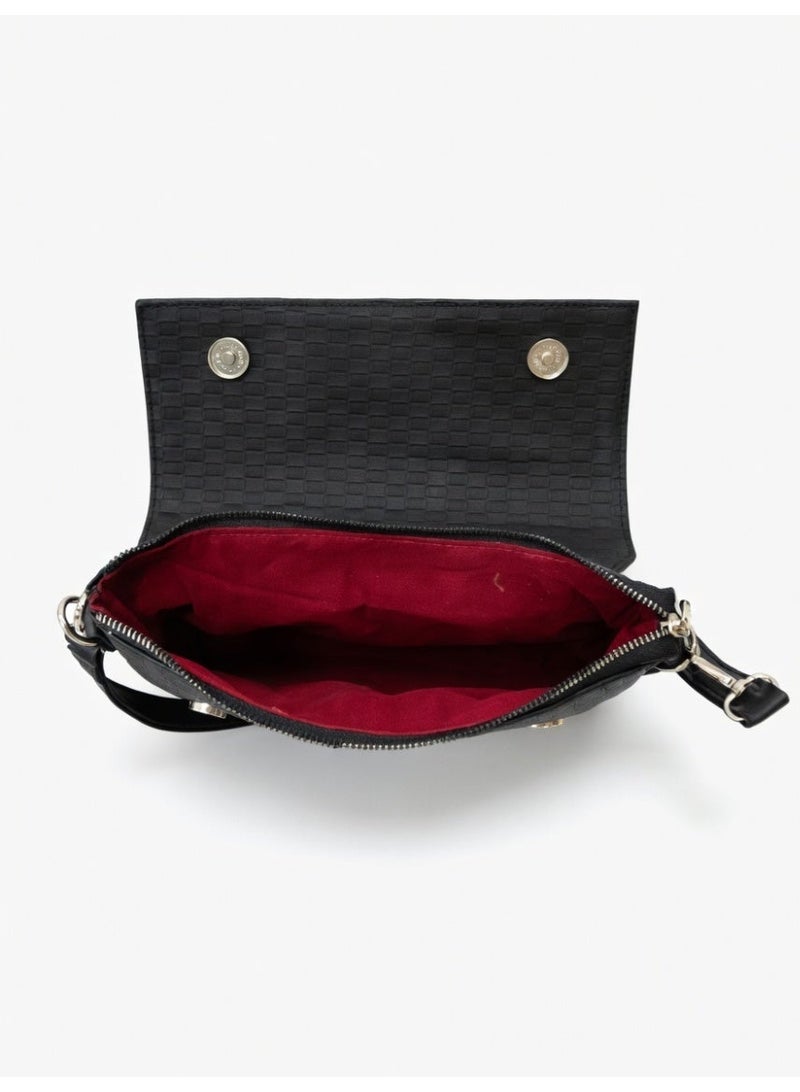 Elegant Woven Shoulder Bag for Women – Classic Style with Modern Comfort - Black - Image 3