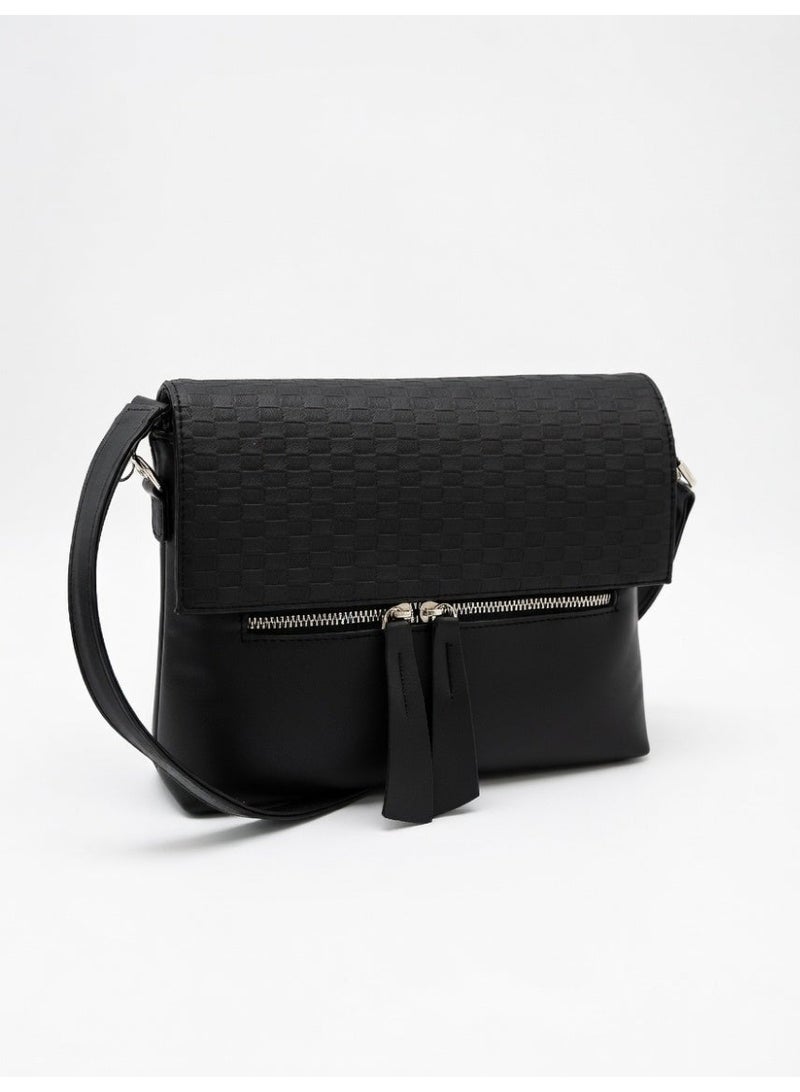 Elegant Woven Shoulder Bag for Women – Classic Style with Modern Comfort - Black - Image 1