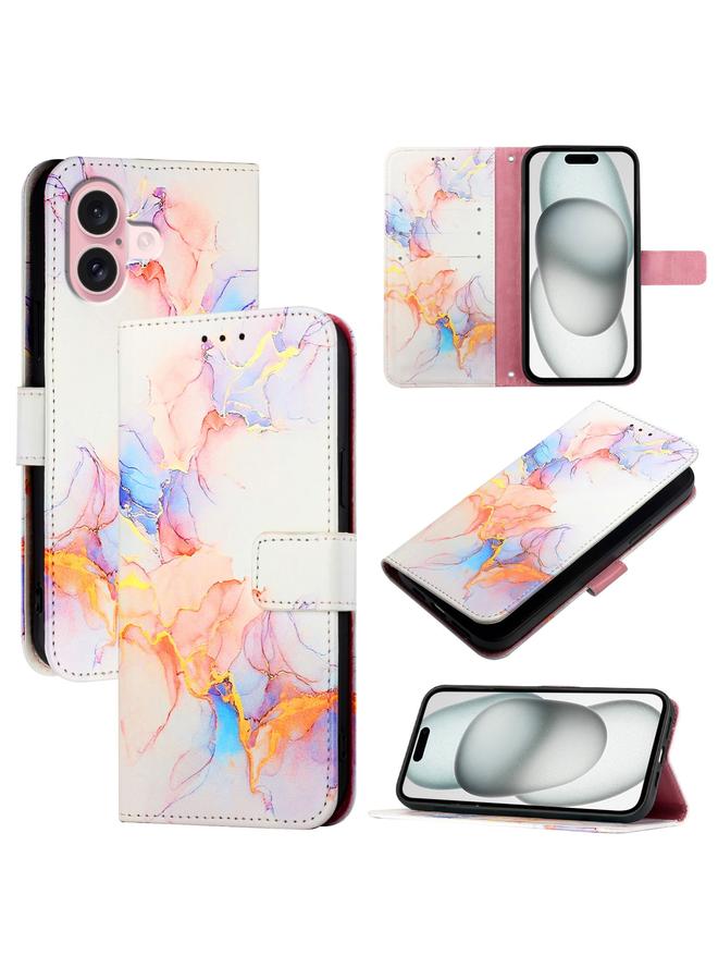 S-TOP Case For iPhone 16 PT003 Marble Pattern Flip Leather Phone Case - Image 1