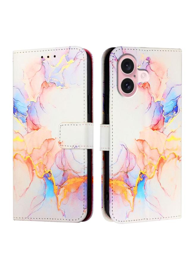 S-TOP Case For iPhone 16 PT003 Marble Pattern Flip Leather Phone Case - Image 2