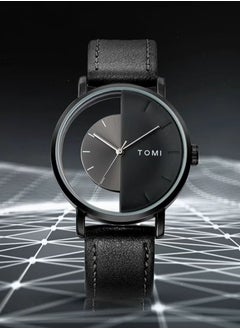 TOMI A stylish unisex wrist watch with black leather strap for men and women from TOMI, the watch face size is 40 mm and the thickness is 9 mm  - Image 1