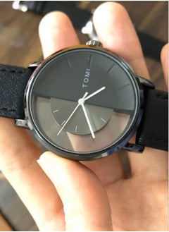 TOMI A stylish unisex wrist watch with black leather strap for men and women from TOMI, the watch face size is 40 mm and the thickness is 9 mm  - Image 4