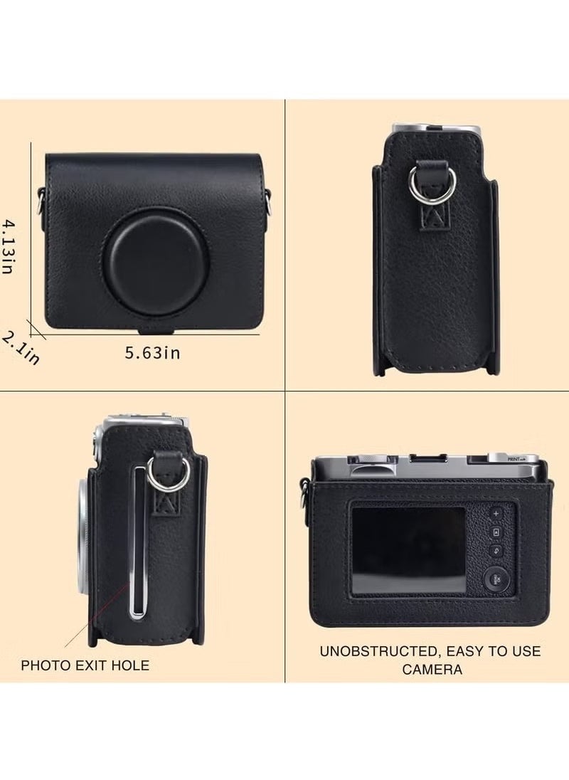 Realfrog - Case for Fuji Mini EVO,Camera Case Compatible for Fuji Mini EVO Camera with Adjustable Shoulder Strap in Black Lychee Texture Horizontal Style - Image 1
