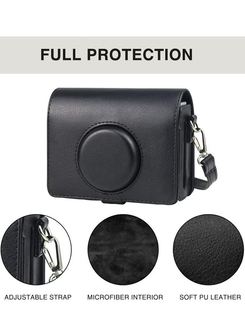 Realfrog - Case for Fuji Mini EVO,Camera Case Compatible for Fuji Mini EVO Camera with Adjustable Shoulder Strap in Black Lychee Texture Horizontal Style - Image 1