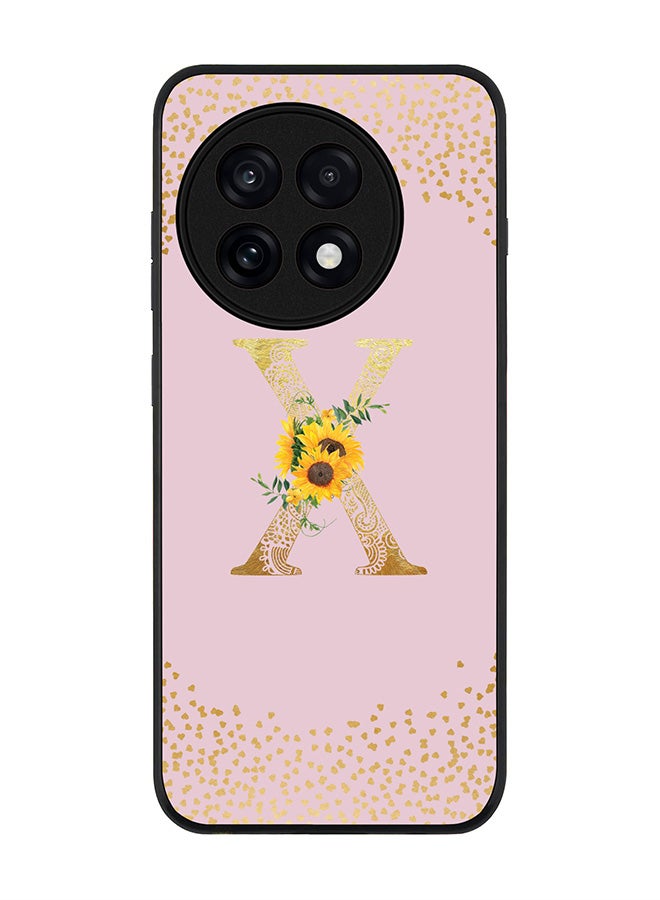 Stylizedd For OnePlus 13R / Ace 5 Pro Case,Slim fit Camera Protection, Shockproof Thin Phone cover  - Custom Floral Monogram - X  (Pink )