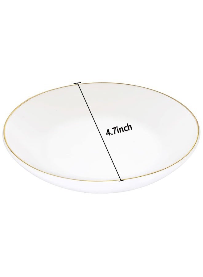 HANKOR 4.75" Ceramic Jewelry Tray, Small Ring Dish Holder Trinket Tray, Catch All Trays for Ring Earring Necklace Key, Christmas Gifts for Women Girls, White - Image 5