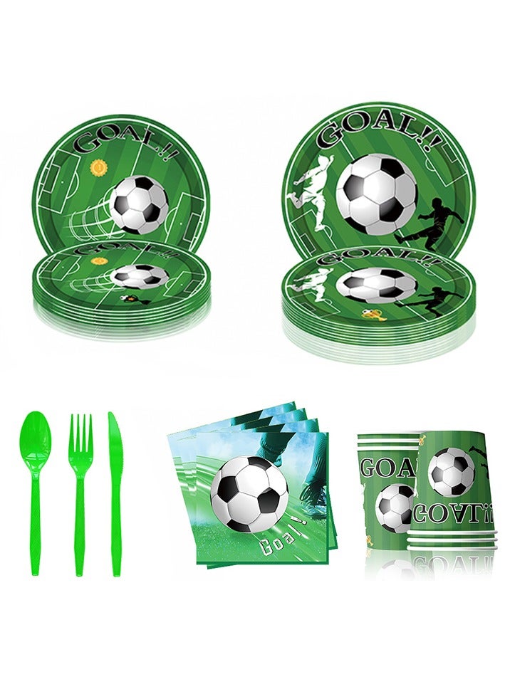 Playpro - 68 pcs- Set of Soccer Party Tableware
(Set of  8pcs paper cup, 8pcs 7inch paper plate, 8pcs 9inch paper plate, 20pcs napkin, 8pcs spoon, 8pcs fork, 8pcs knife)