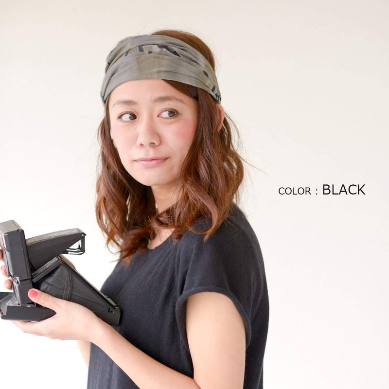 CHARM Tie Dye Bandana Headband For Women, Men's Loose Fitting Boho Headscarf, Wide Hand Dyed Hippie Hair Band For Dreads Black - Image 5