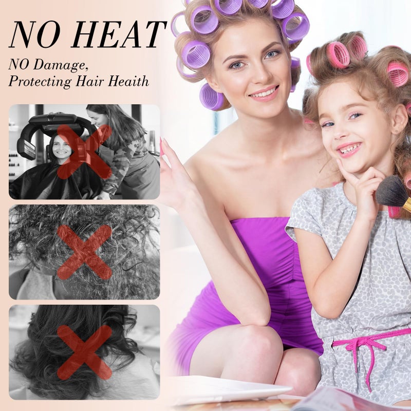 Obeoby 4 Sizes Hair Rollers for Women, 50 Pcs Set Hair Curlers with Clips Comb Curlers for Long Short Curly Hair and Bangs (25, 36, 48, 60mm), Pink Purple - Image 5