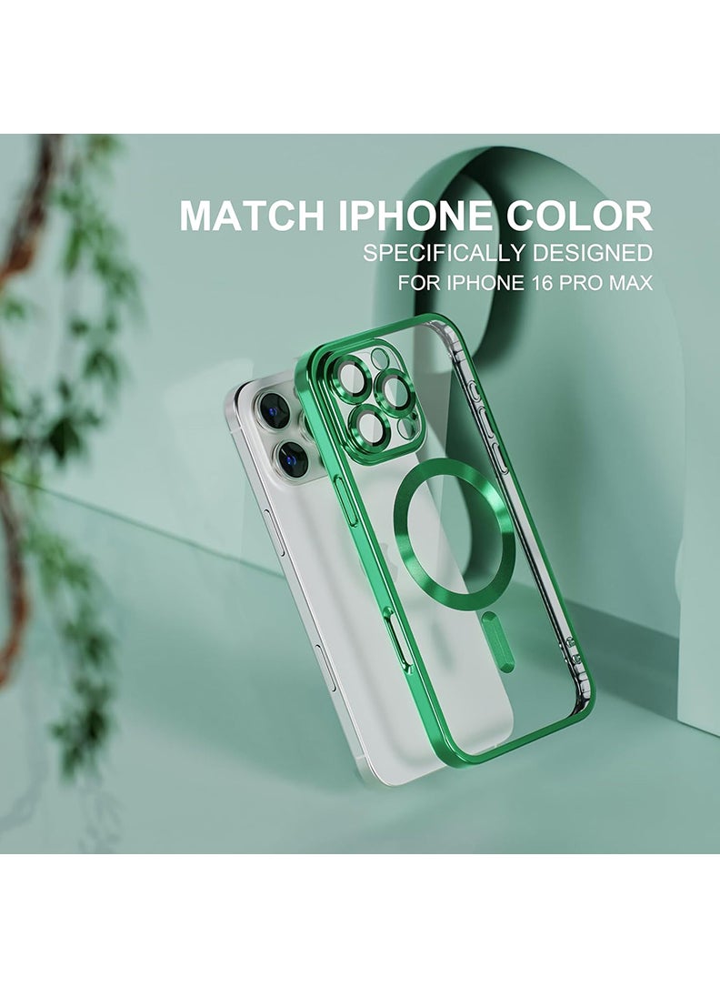 Theodor - Premium Soft Clear Case for iPhone 16 Pro Max Camera Lens Full Protection, Compatible with MagSafe Wireless Charging, Shockproof Electroplated TPU Phone Cover iPhone 16 Pro Max 6.9 Inch 2024 -Green - Image 1