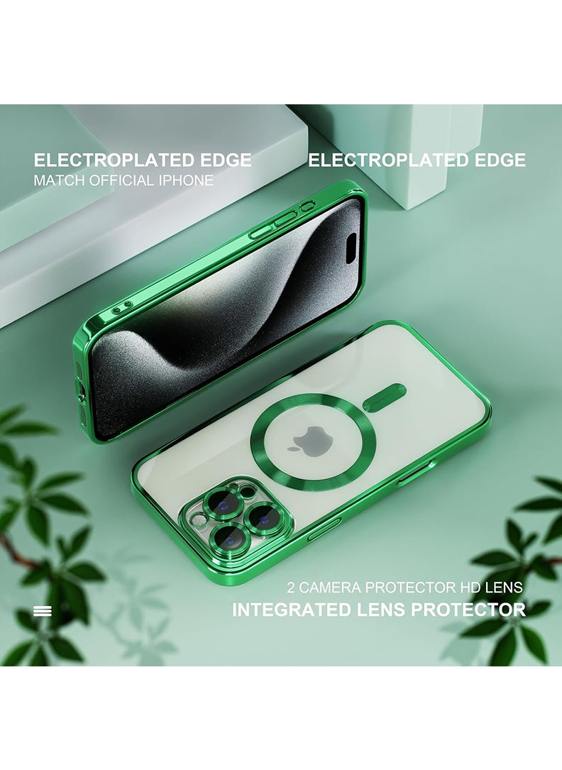 Theodor - Premium Soft Clear Case for iPhone 16 Pro Max Camera Lens Full Protection, Compatible with MagSafe Wireless Charging, Shockproof Electroplated TPU Phone Cover iPhone 16 Pro Max 6.9 Inch 2024 -Green - Image 1