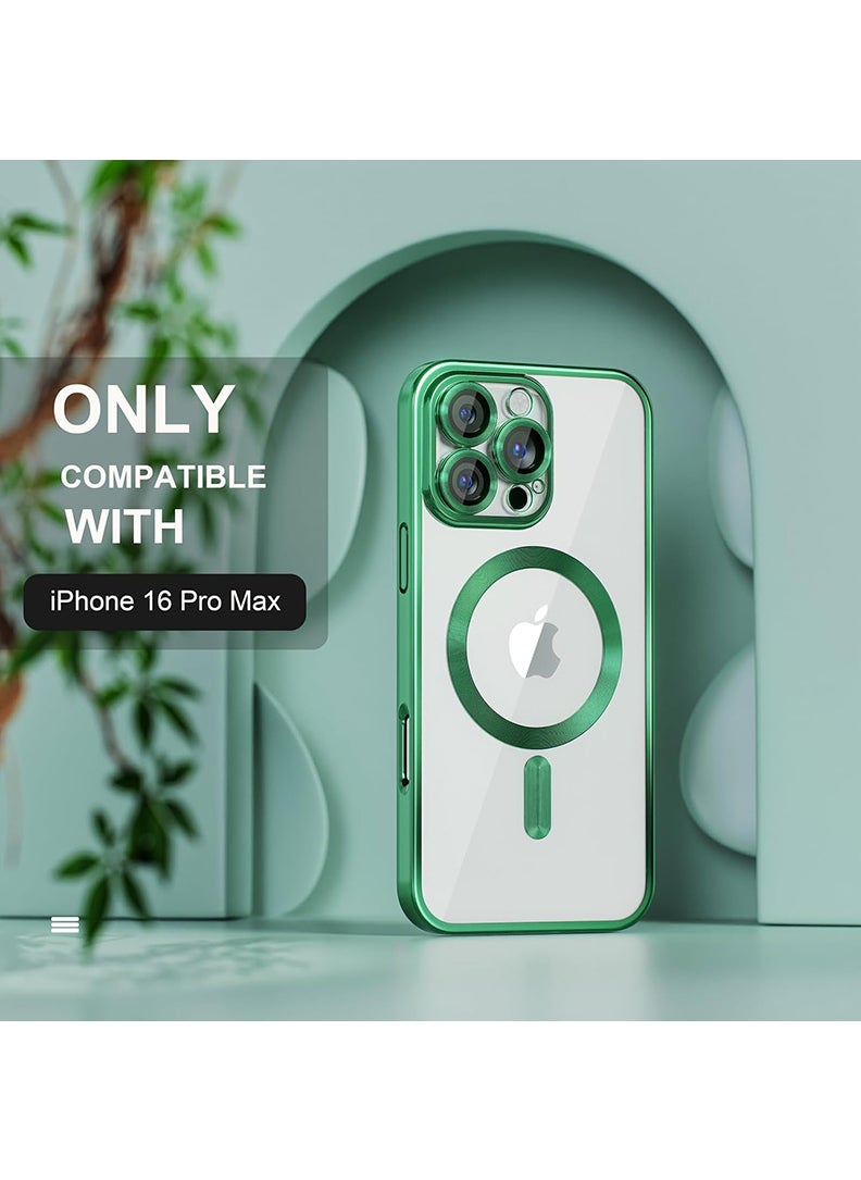 Theodor - Premium Soft Clear Case for iPhone 16 Pro Max Camera Lens Full Protection, Compatible with MagSafe Wireless Charging, Shockproof Electroplated TPU Phone Cover iPhone 16 Pro Max 6.9 Inch 2024 -Green - Image 1