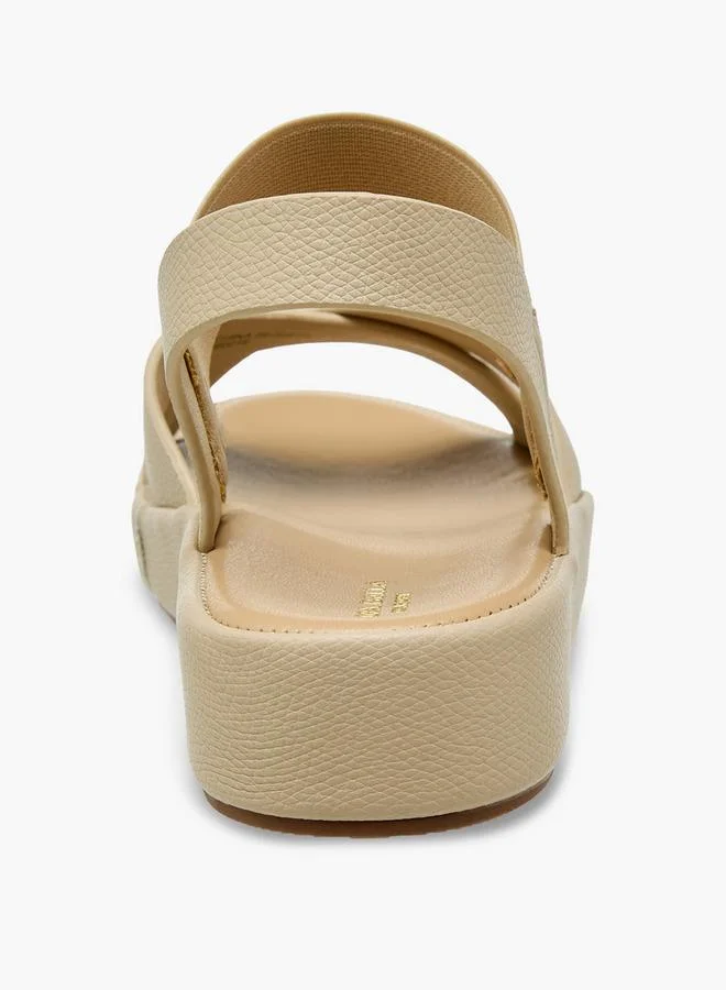 Flora Bella By Shoexpress BEIGE Flora Bella Women Textured Cross Strap Sandals for Women | Best Price UAE