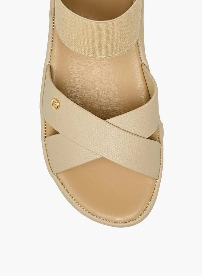 Flora Bella By Shoexpress BEIGE Flora Bella Women Textured Cross Strap Sandals for Women | Best Price UAE