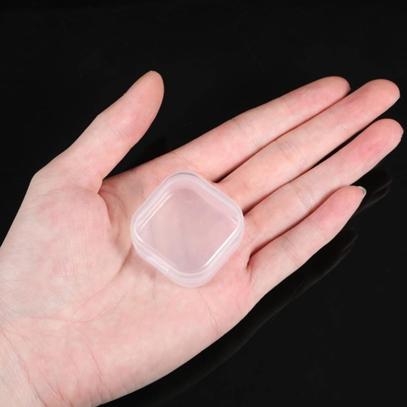 Rumyve 6Pcs Clear Plastic Storage Boxes with Lids - Mini Rectangular Containers for Beads, Business Cards, Pills, and Small Items(4.5 * 4.5 * 2 cm) - Image 4
