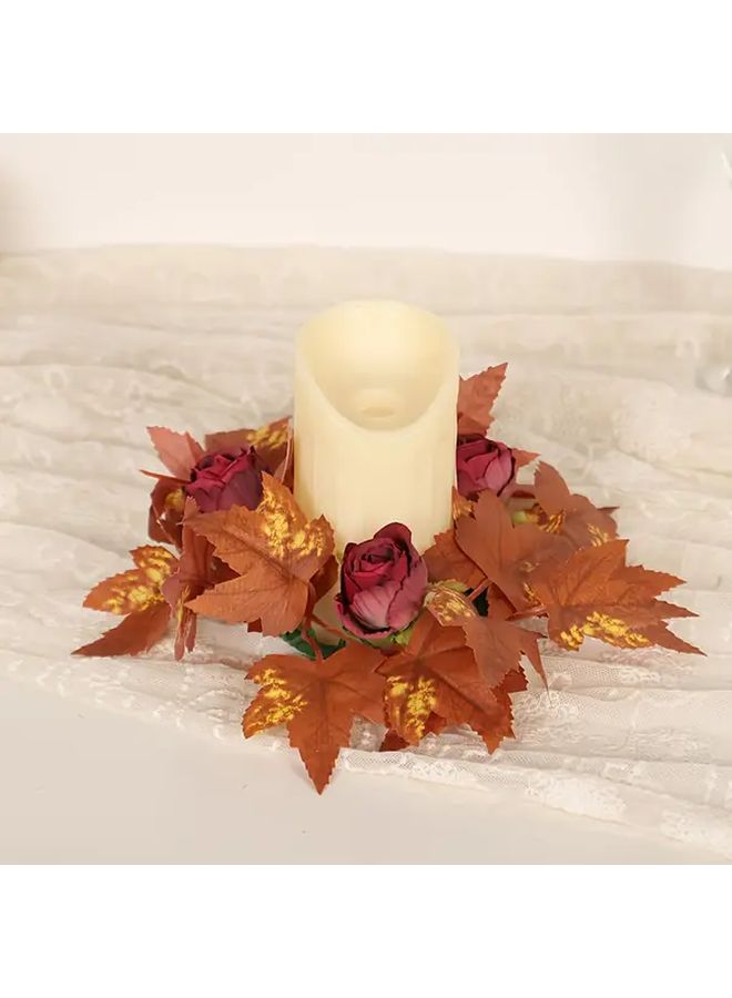 Brown Maple Leaf Autumn Wreath Fall Decorations For Front Door - Image 4